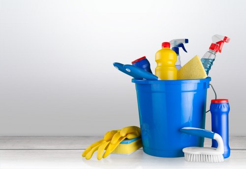 Carpet cleaning professional preparing equipment for a booked service