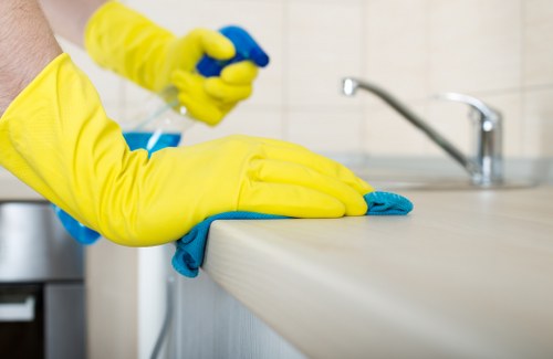 Customer choosing a payment method for carpet cleaning